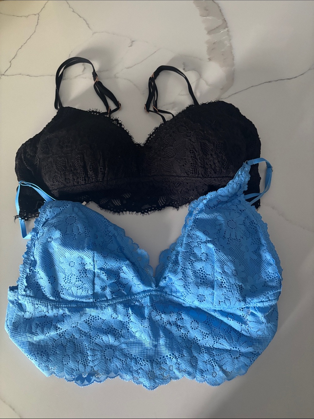 Aerie Padded Lace Bralette Duo - Black & Blue